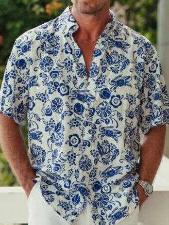 Blue printed SHIRT (WHITE/BLUE)