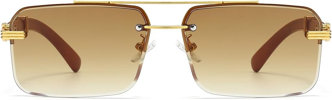 Mens Sunglasses Fashion Rimless Rectangle Sunglasses Square Frameless Sunglasses for Men