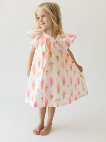 Girls Cotton Dress in Ice Cream Print – 1-2yrs