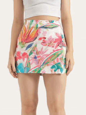 Multicolored Floral Printed skorts