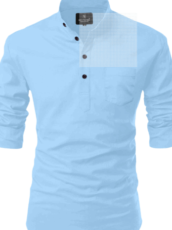 Men’s Knee-Length Blue Cotton Kurta
