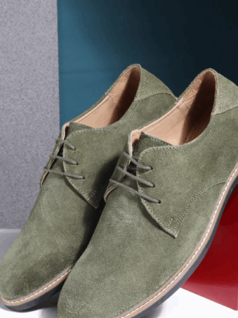 Teakwood Men Olive Solid Round Toe