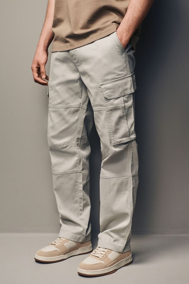 Light Stone Straight Fit Cotton Stretch Cargo