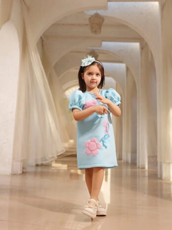 Blue Neoprene Dress for Girls