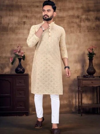Men’s Embroidered Straight Kurta
