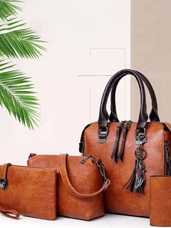 Designer 4-Piece Leather Purse